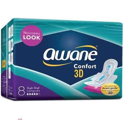 Awane Serviette Hygiénique Confort 3d Longue 8 Serviette