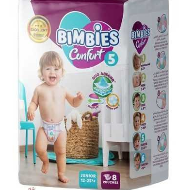 Bimbies Couches Bébé N 05 (12-25 Kg) 8 Couches
