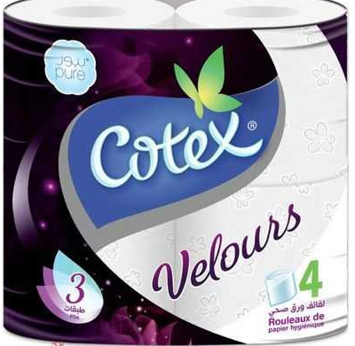 Cotex Papier Hygiénique Velours 4 Rouleaux