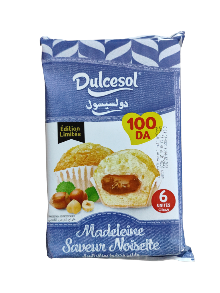 Dulcesol Madeleine Saveur Noisette 6 Piéces