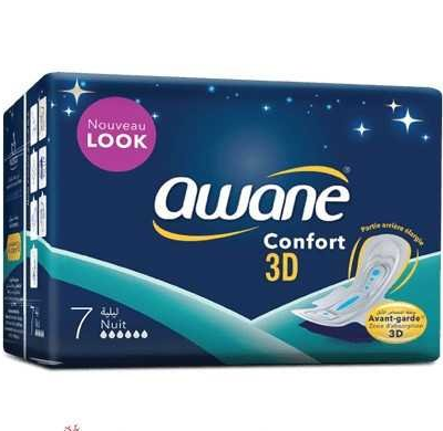 Awane Serviette Hygiénique Confort 3d Nuit 7 Serviettes